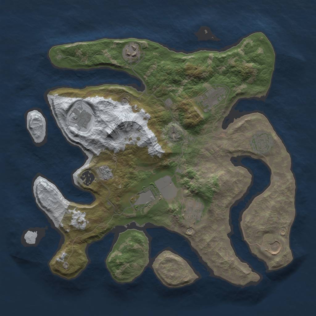 Rust Map: Barren, Size: 3500, Seed: 753163, 12 Monuments
