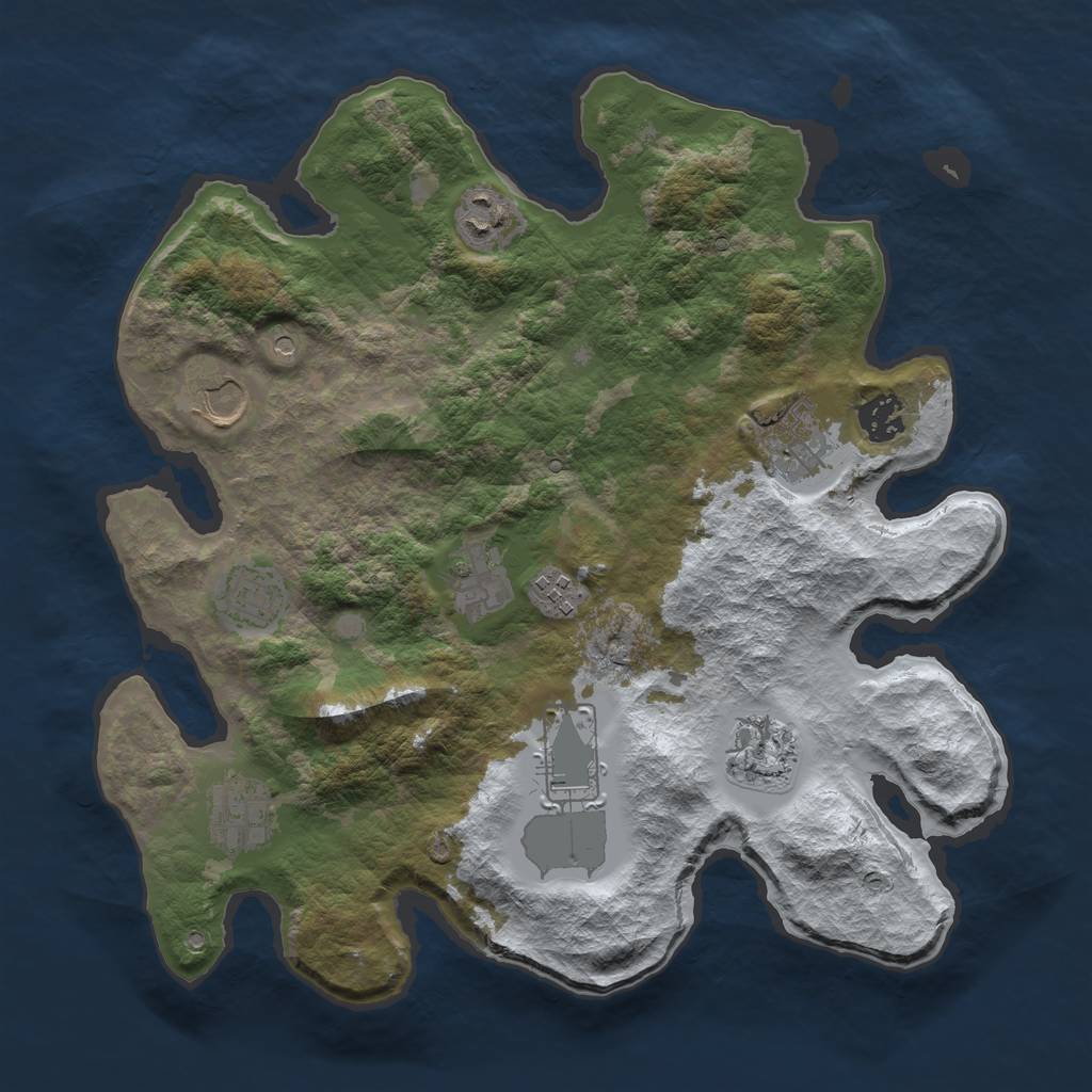Rust Map: Barren, Size: 3500, Seed: 2646666, 13 Monuments