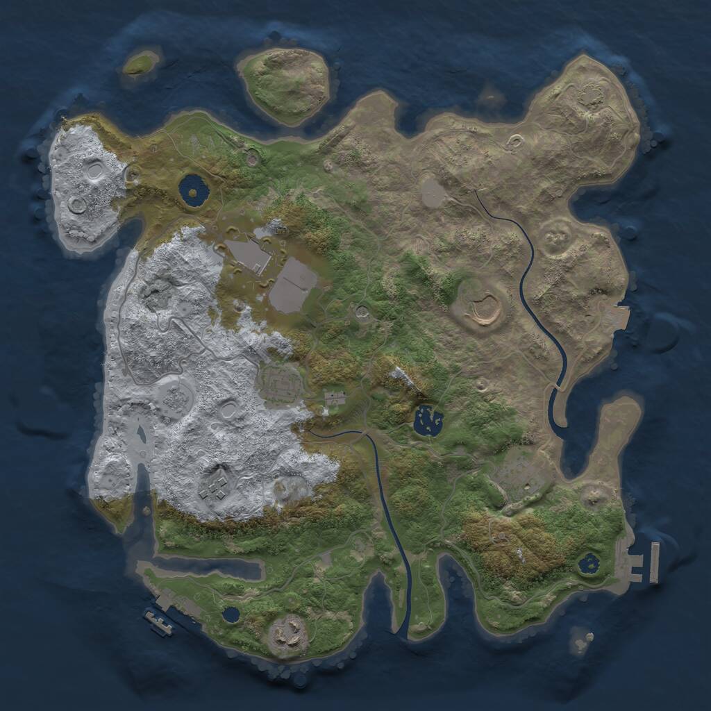 Rust Map: Procedural Map, Size: 3500, Seed: 2086034, 13 Monuments