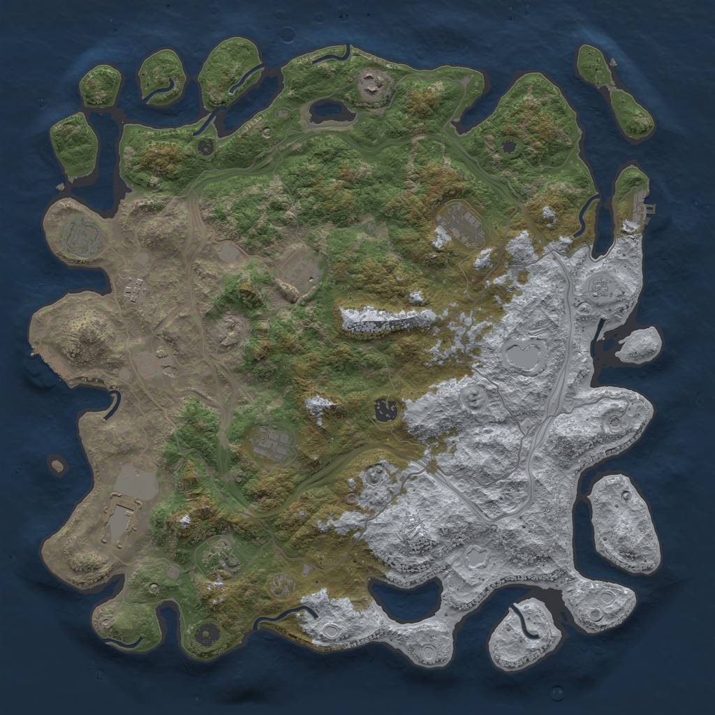 Rust Map: Procedural Map, Size: 4500, Seed: 998533, 19 Monuments