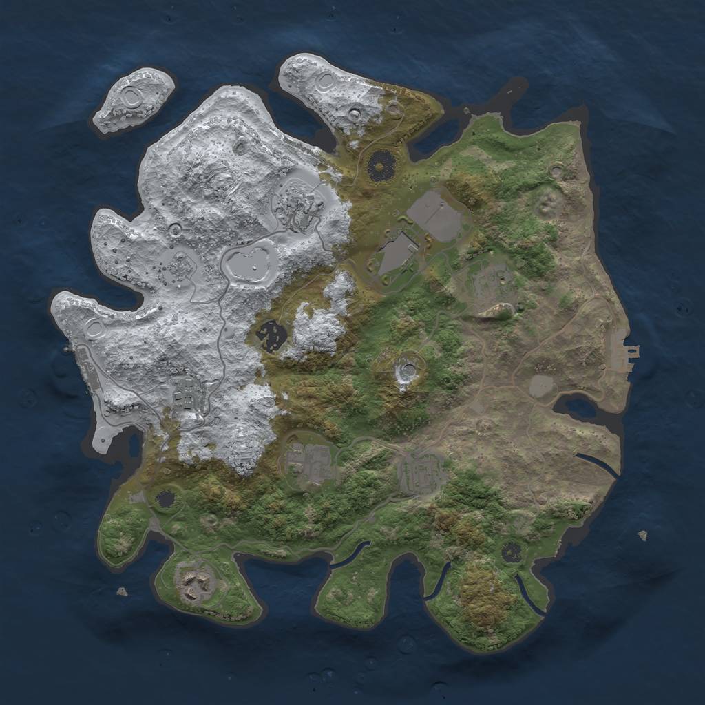 Rust Map: Procedural Map, Size: 3500, Seed: 1644364, 17 Monuments