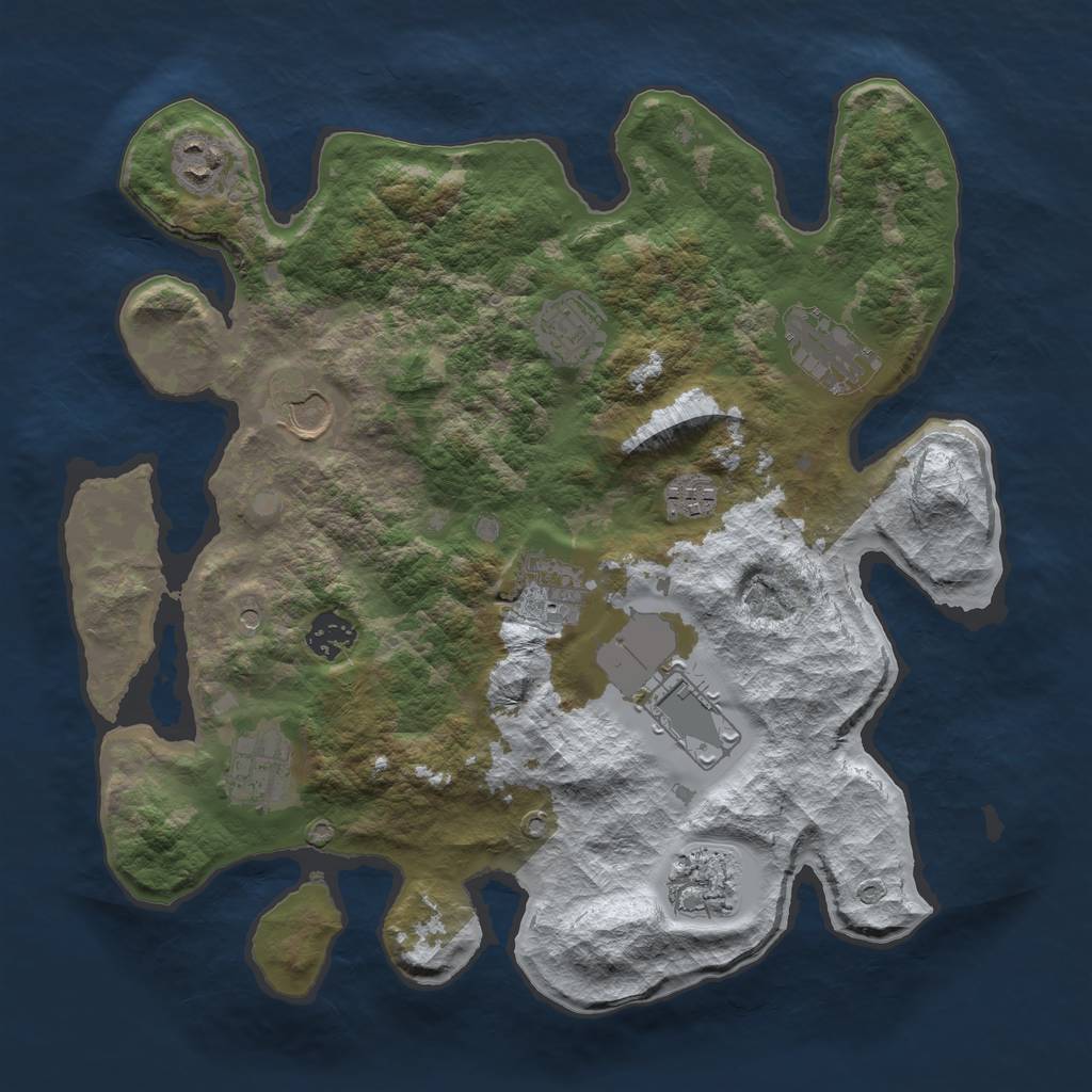 Rust Map: Barren, Size: 3500, Seed: 5525909, 13 Monuments