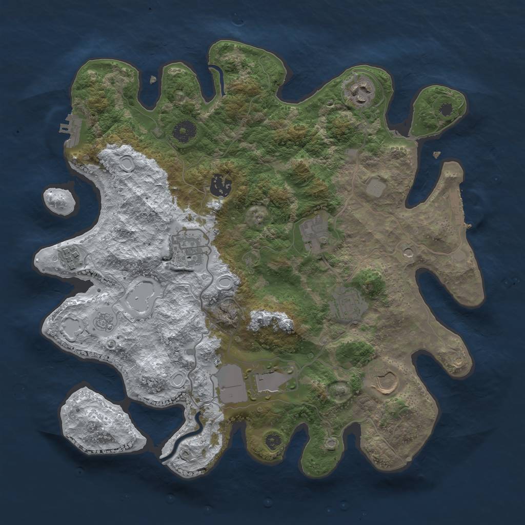 Rust Map: Procedural Map, Size: 3500, Seed: 5249486, 17 Monuments