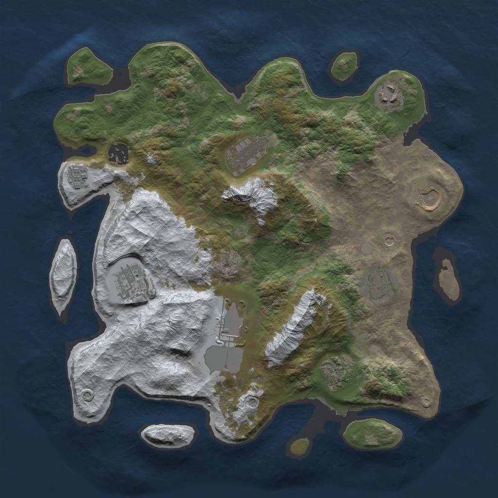 Rust Map: Barren, Size: 3500, Seed: 5673289, 12 Monuments