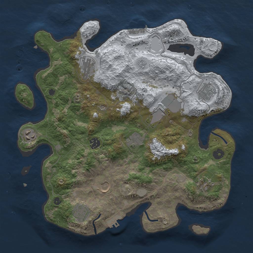 Rust Map: Procedural Map, Size: 3500, Seed: 1474571745, 18 Monuments