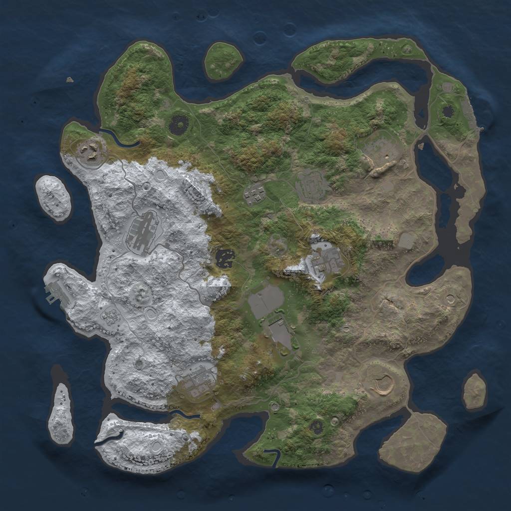Rust Map: Procedural Map, Size: 3800, Seed: 1107824053, 19 Monuments