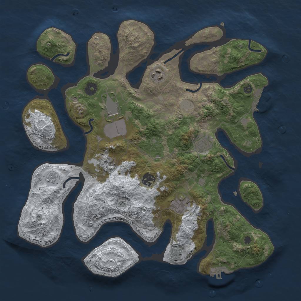 Rust Map: Procedural Map, Size: 3500, Seed: 2208542, 16 Monuments