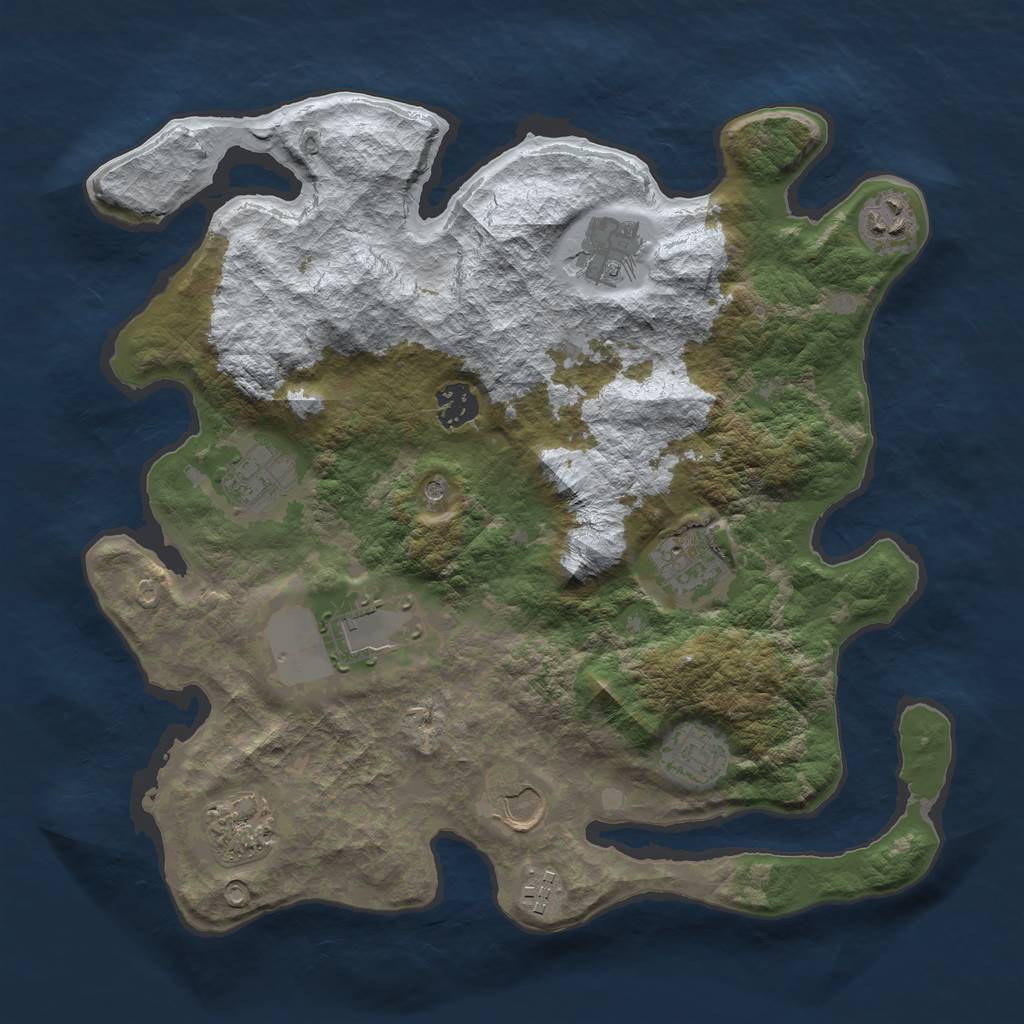 Rust Map: Barren, Size: 3500, Seed: 5660236, 13 Monuments