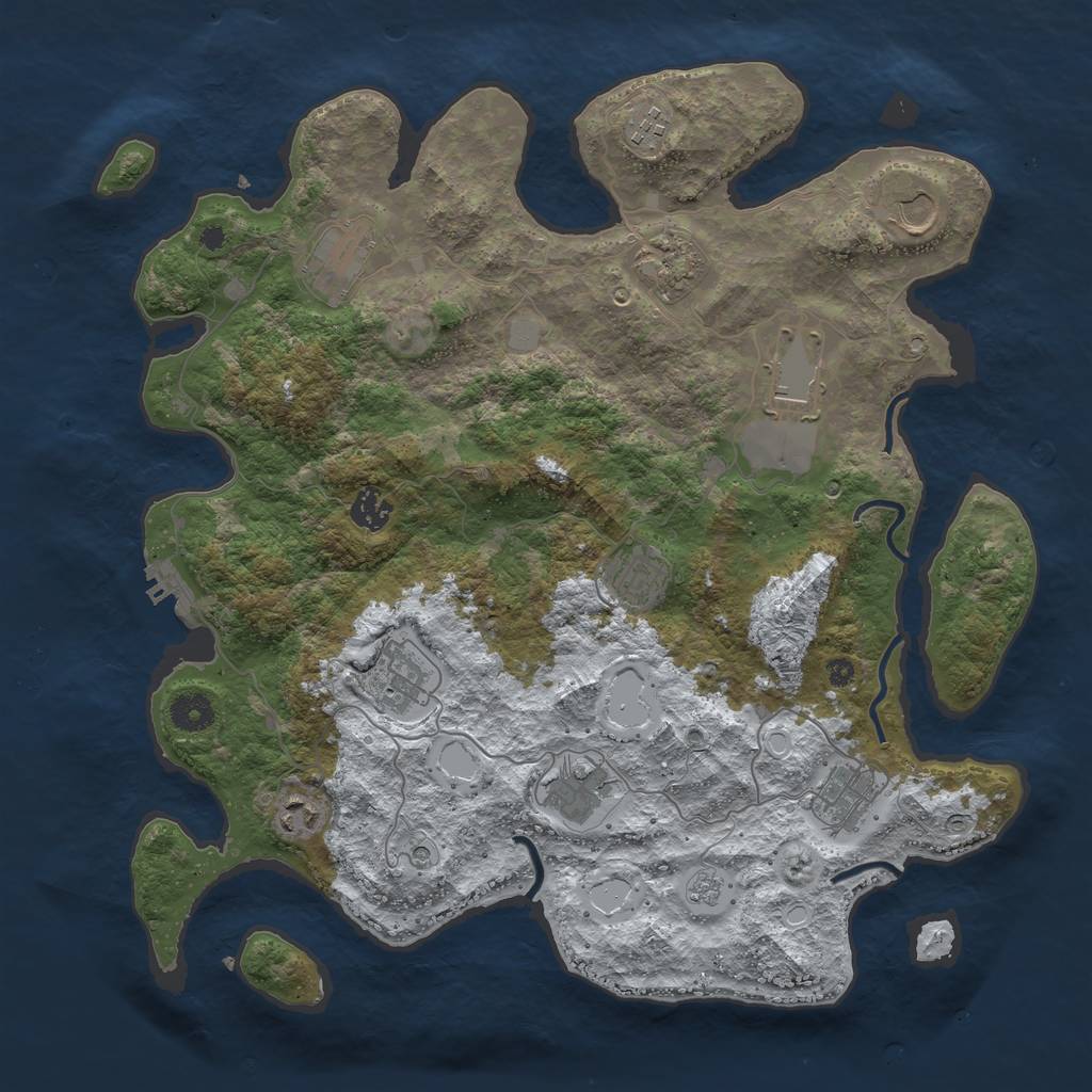 Rust Map: Procedural Map, Size: 3950, Seed: 577967551, 19 Monuments