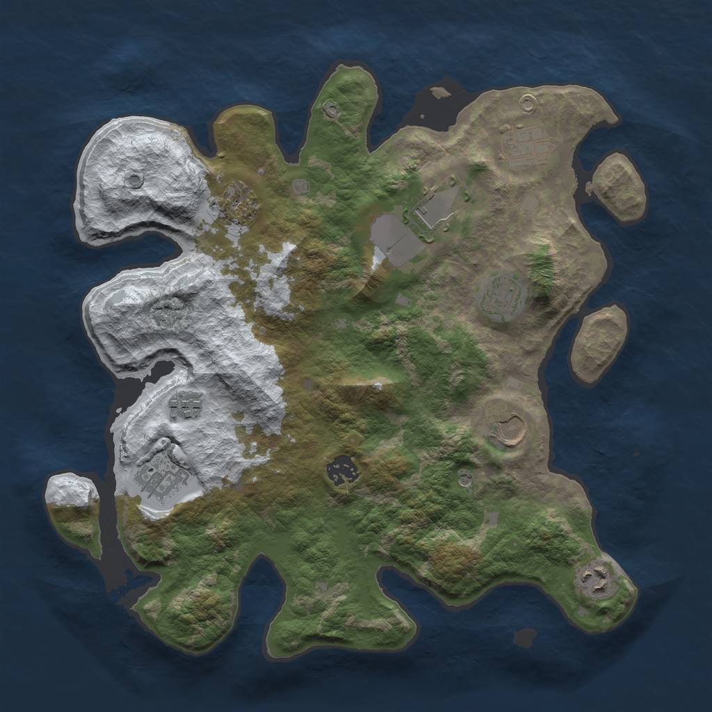 Rust Map: Barren, Size: 3500, Seed: 5833373, 12 Monuments