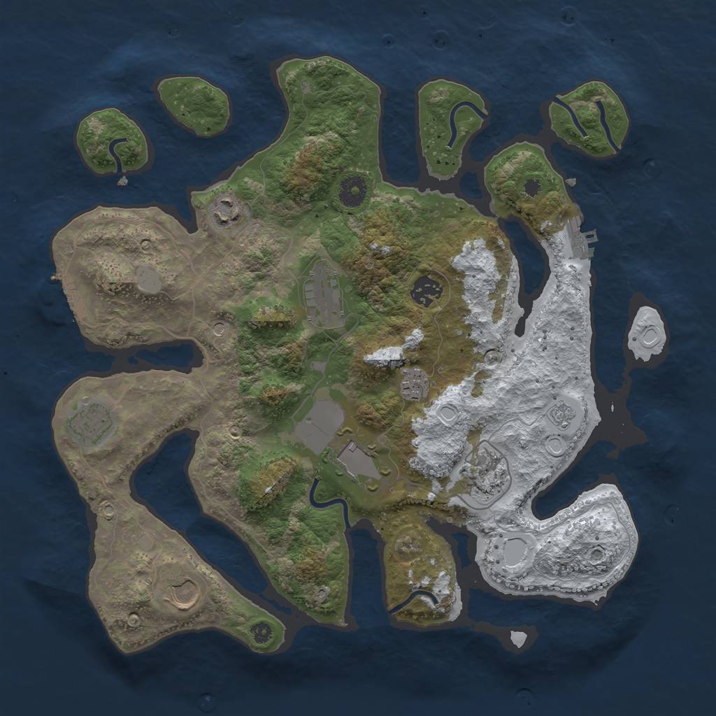 Rust Map: Procedural Map, Size: 3600, Seed: 1907724, 17 Monuments