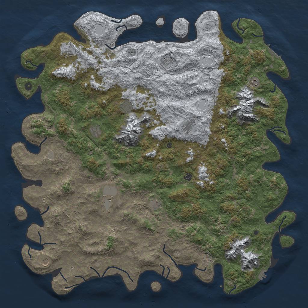 Rust Map: Procedural Map, Size: 6000, Seed: 1165985536, 20 Monuments