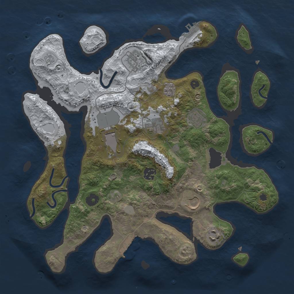 Rust Map: Procedural Map, Size: 3500, Seed: 3286112, 16 Monuments