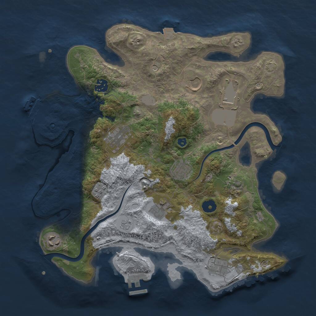 Rust Map: Procedural Map, Size: 3500, Seed: 196966, 16 Monuments