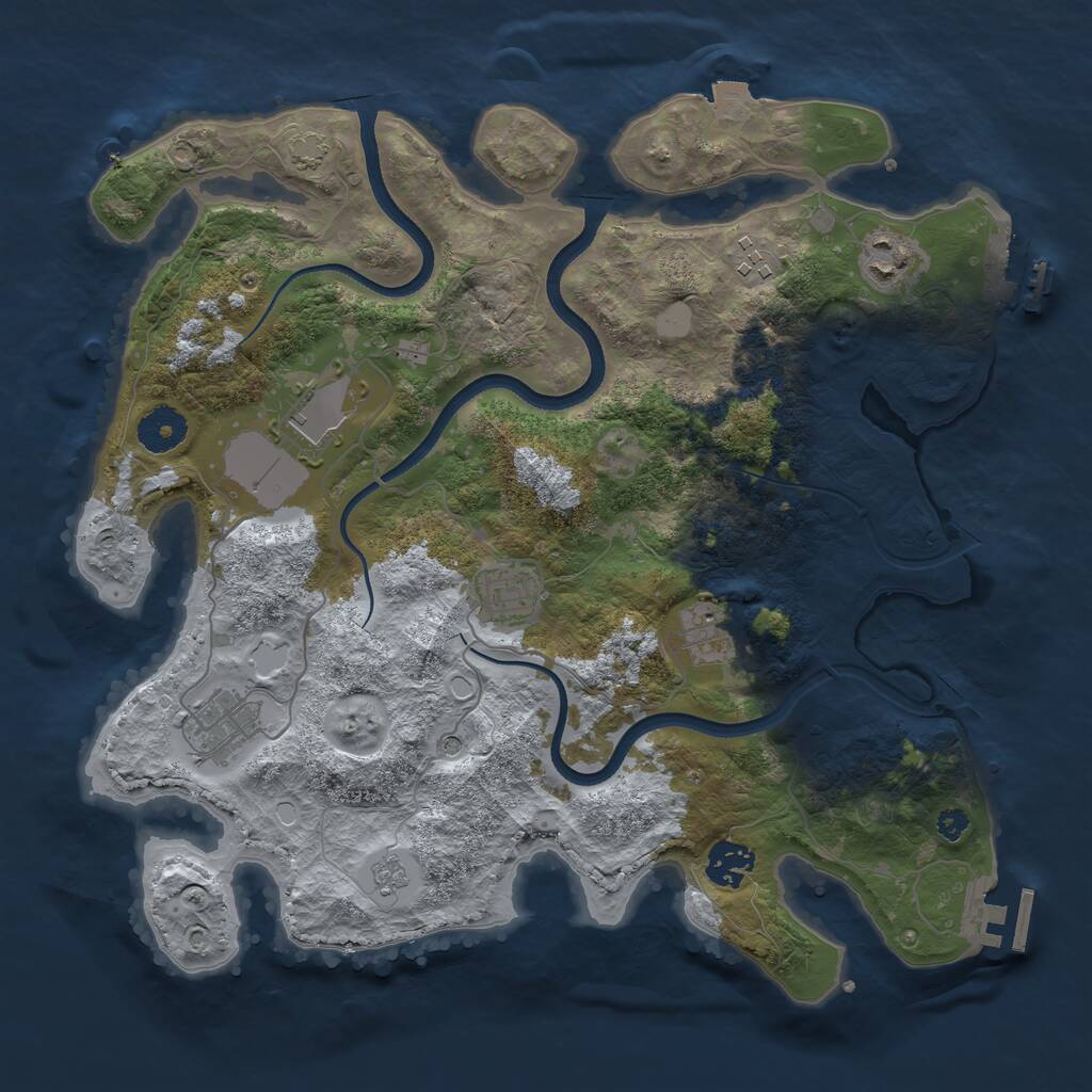 Rust Map: Procedural Map, Size: 3500, Seed: 3598933, 13 Monuments