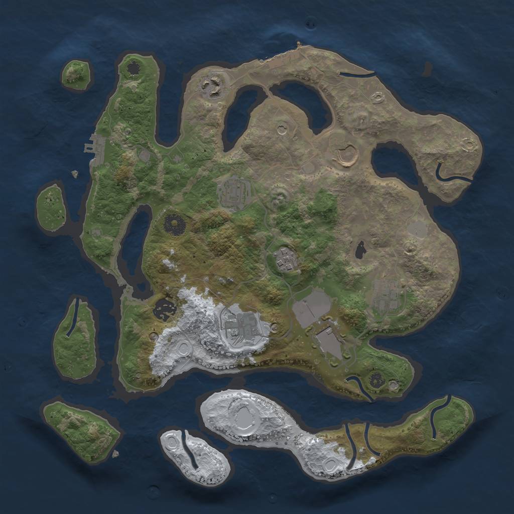 Rust Map: Procedural Map, Size: 3500, Seed: 1008543, 16 Monuments