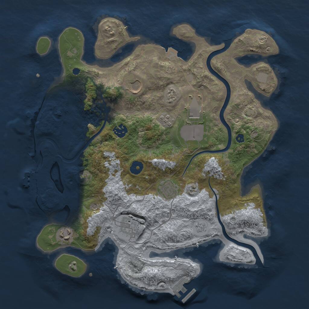 Rust Map: Procedural Map, Size: 3500, Seed: 4948091, 13 Monuments