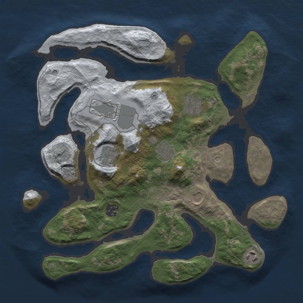 Rust Map: Barren, Size: 3500, Seed: 1980329, 11 Monuments