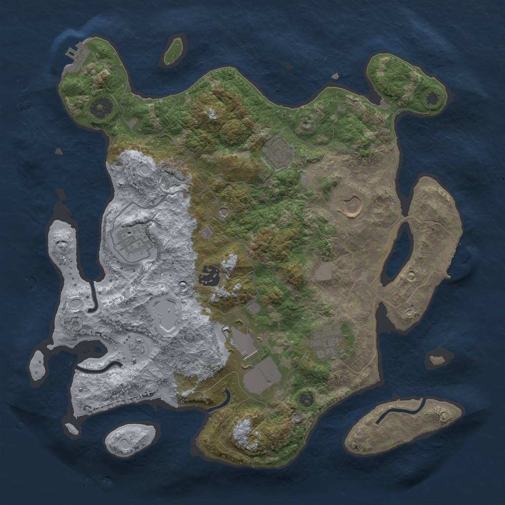 Rust Map: Procedural Map, Size: 3500, Seed: 5368561, 15 Monuments