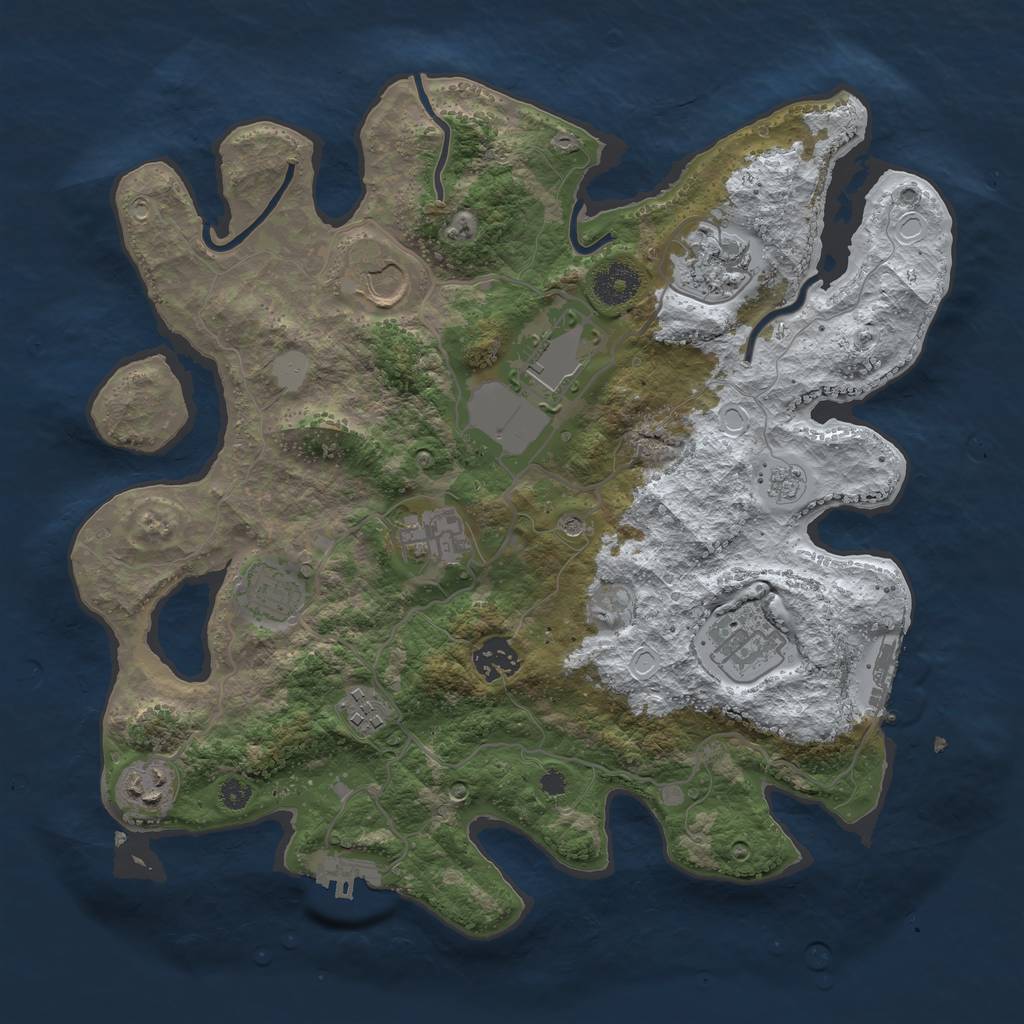 Rust Map: Procedural Map, Size: 3500, Seed: 4256503, 18 Monuments