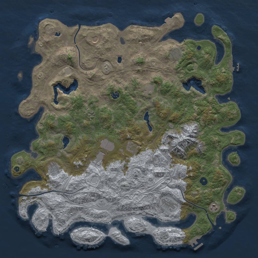 Rust Map: Procedural Map, Size: 5000, Seed: 1366, 17 Monuments