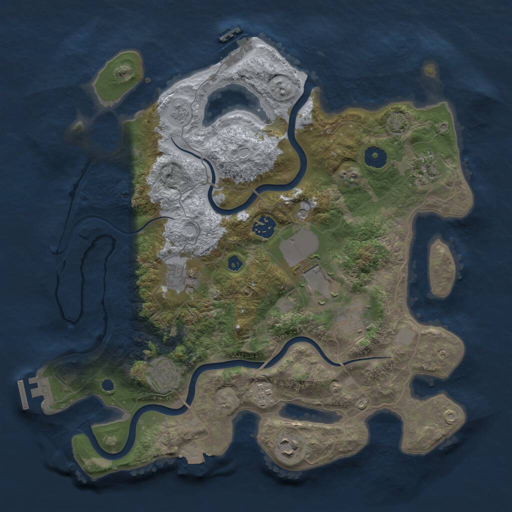 Rust Map: Procedural Map, Size: 3500, Seed: 5708174, 14 Monuments