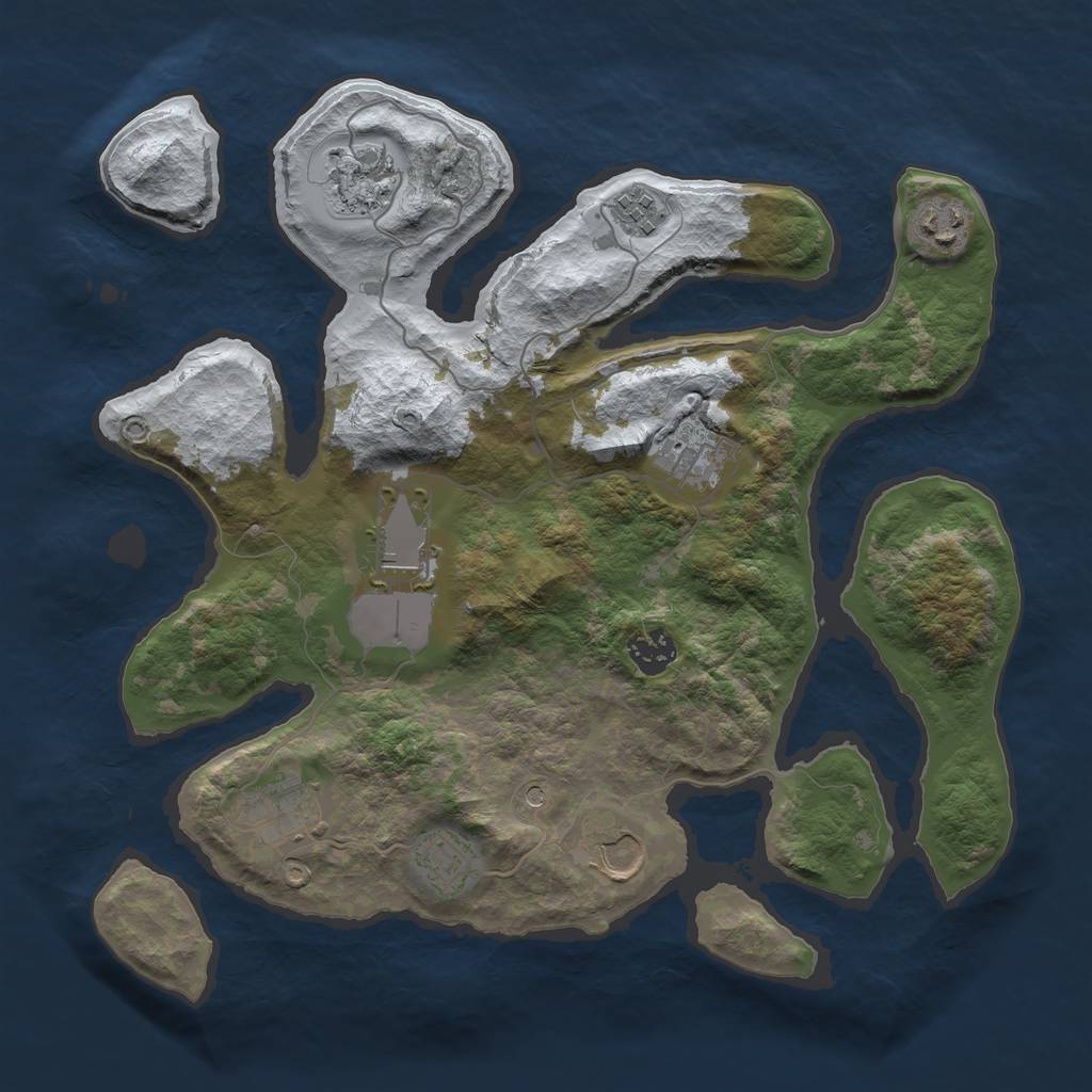 Rust Map: Barren, Size: 3500, Seed: 445614, 12 Monuments