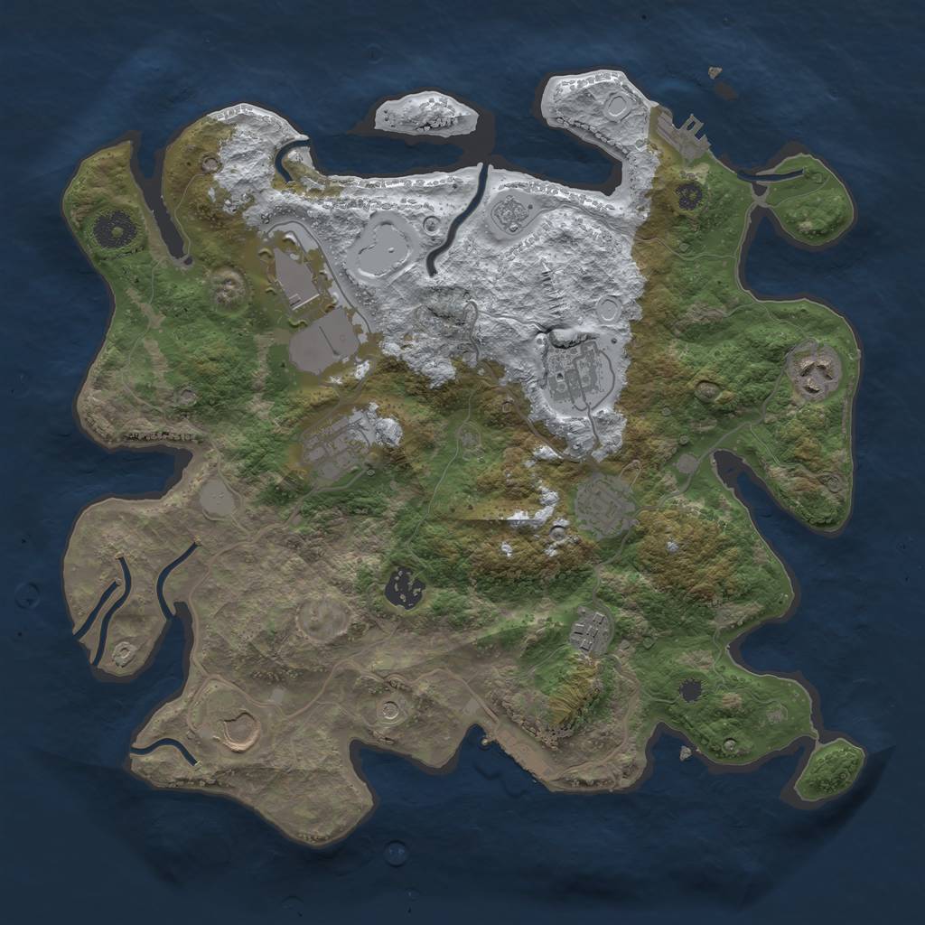 Rust Map: Procedural Map, Size: 3500, Seed: 5438222, 17 Monuments