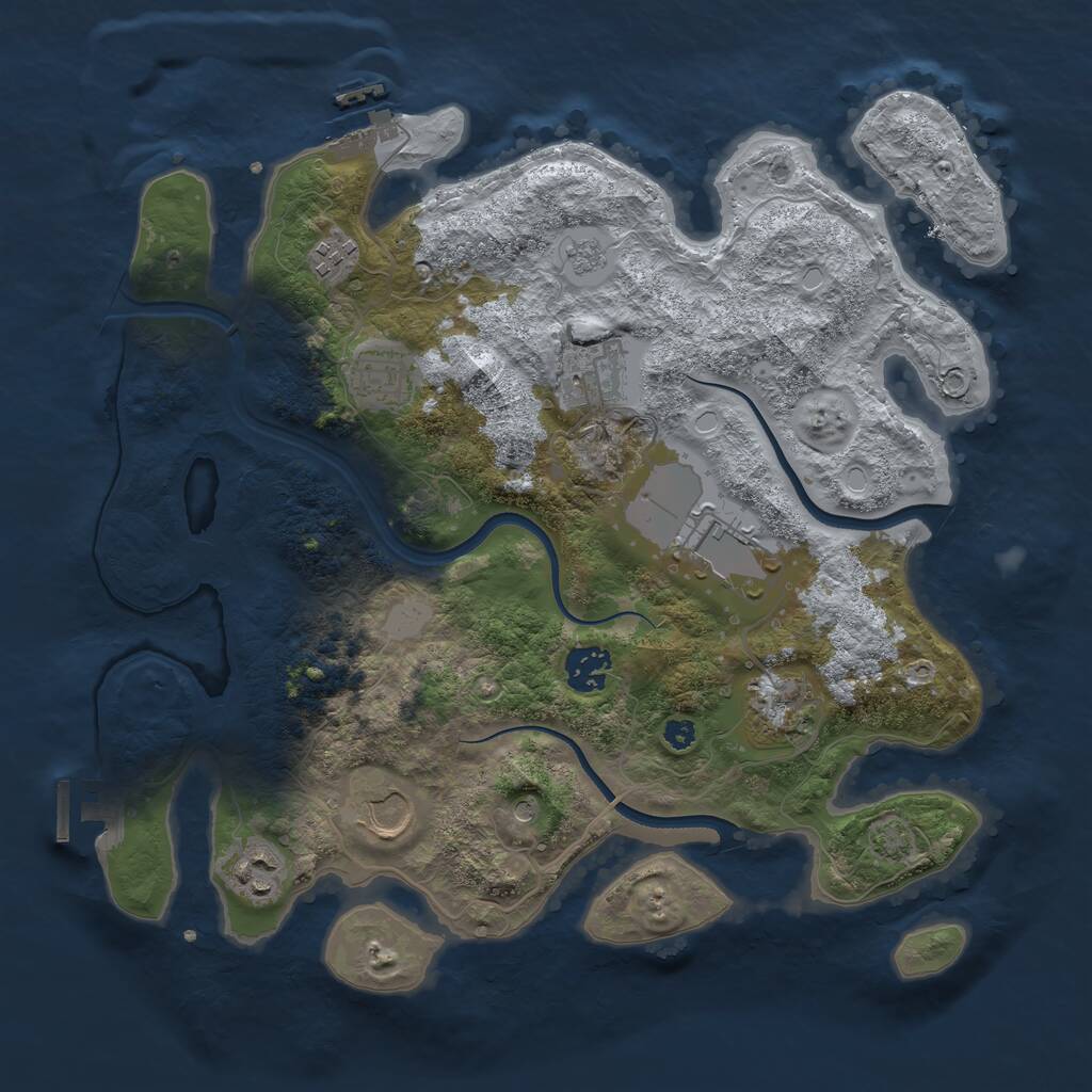 Rust Map: Procedural Map, Size: 3500, Seed: 4261027, 14 Monuments