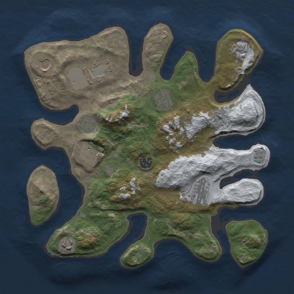 Rust Map: Barren, Size: 3500, Seed: 2295512, 13 Monuments