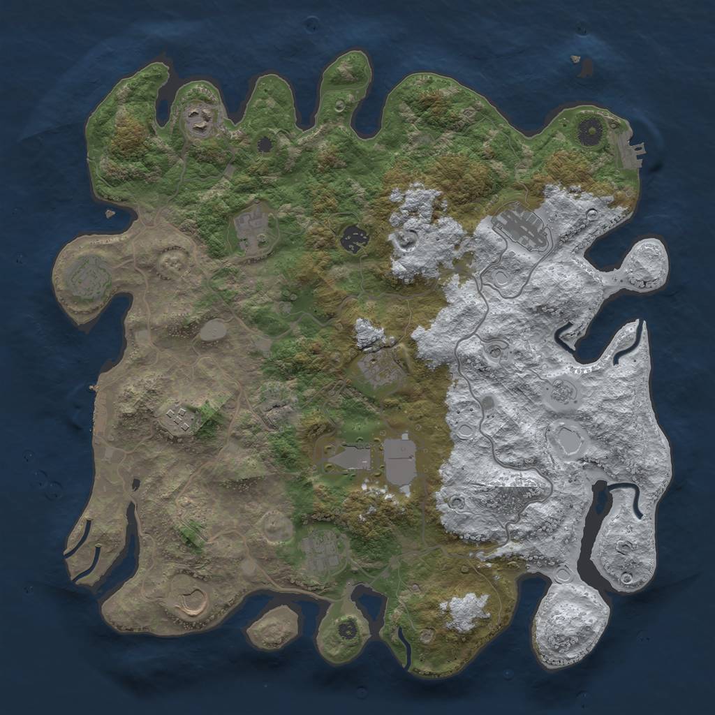 Rust Map: Procedural Map, Size: 4000, Seed: 1887145204, 19 Monuments