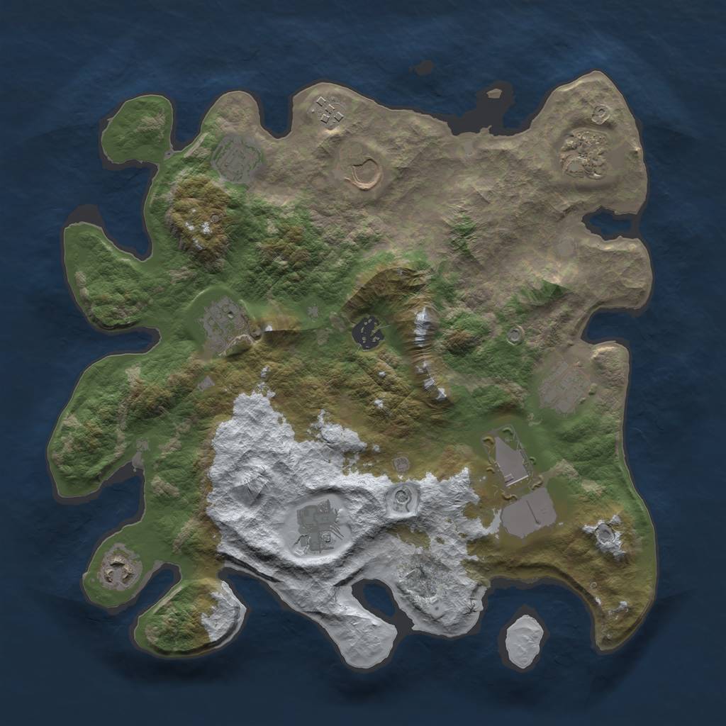 Rust Map: Barren, Size: 3500, Seed: 3533579, 13 Monuments