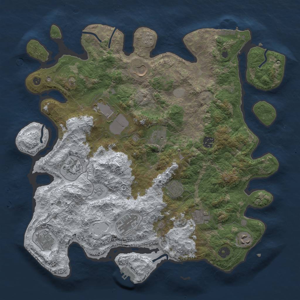Rust Map: Procedural Map, Size: 3950, Seed: 260667964, 20 Monuments