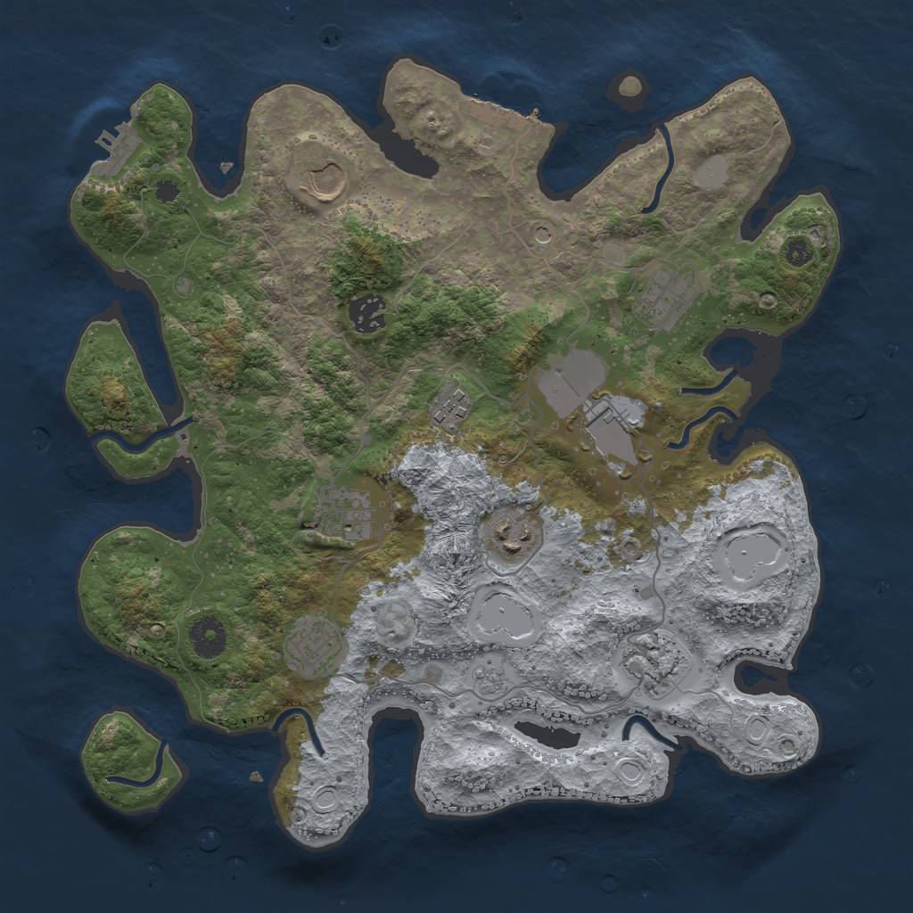 Rust Map: Procedural Map, Size: 3500, Seed: 697198, 18 Monuments