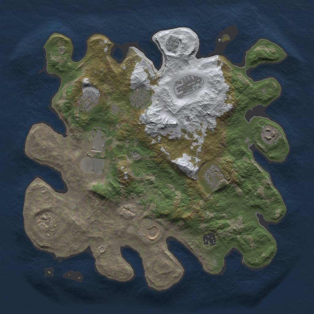 Rust Map: Barren, Size: 3500, Seed: 2208801, 13 Monuments