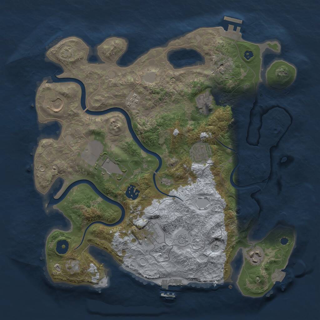 Rust Map: Procedural Map, Size: 3500, Seed: 6407378, 14 Monuments