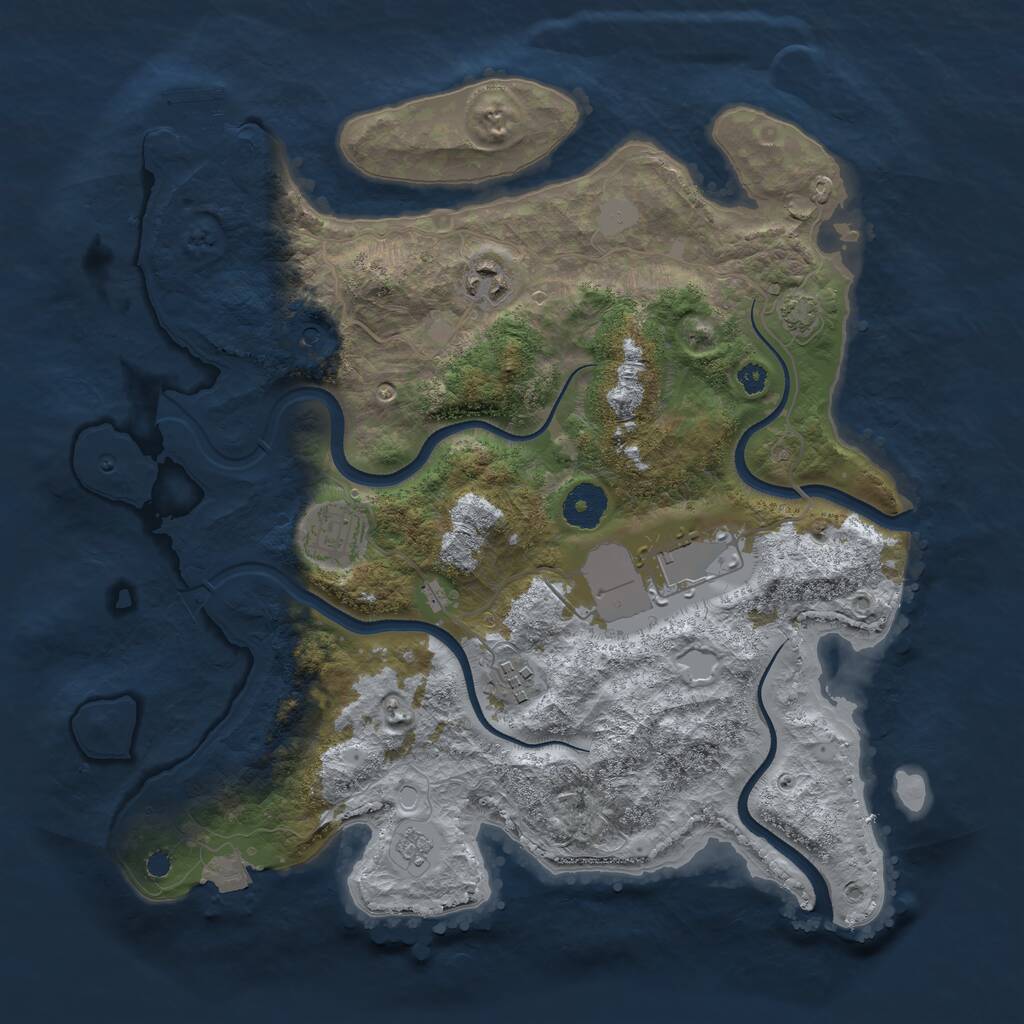 Rust Map: Procedural Map, Size: 3500, Seed: 6383158, 9 Monuments