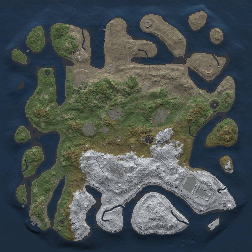 Rust Map: Procedural Map, Size: 4500, Seed: 1256303919, 19 Monuments