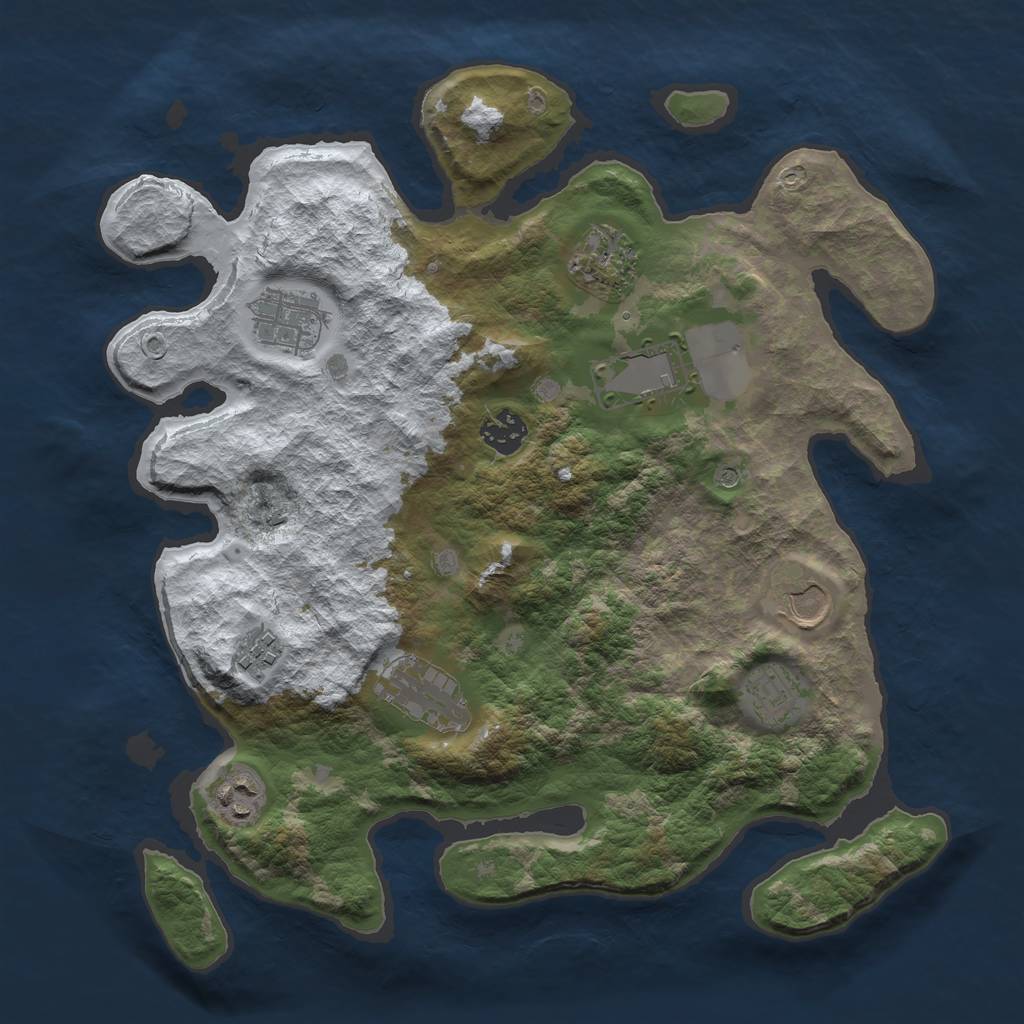 Rust Map: Barren, Size: 3500, Seed: 3932652, 12 Monuments