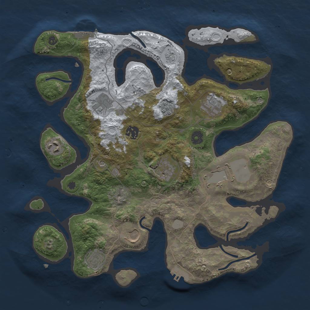 Rust Map: Procedural Map, Size: 3500, Seed: 4277317, 18 Monuments