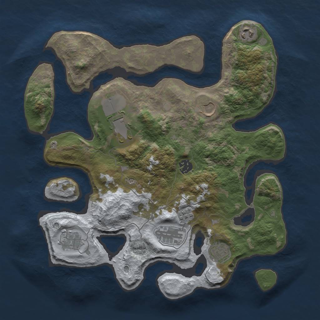 Rust Map: Barren, Size: 3500, Seed: 639122, 11 Monuments
