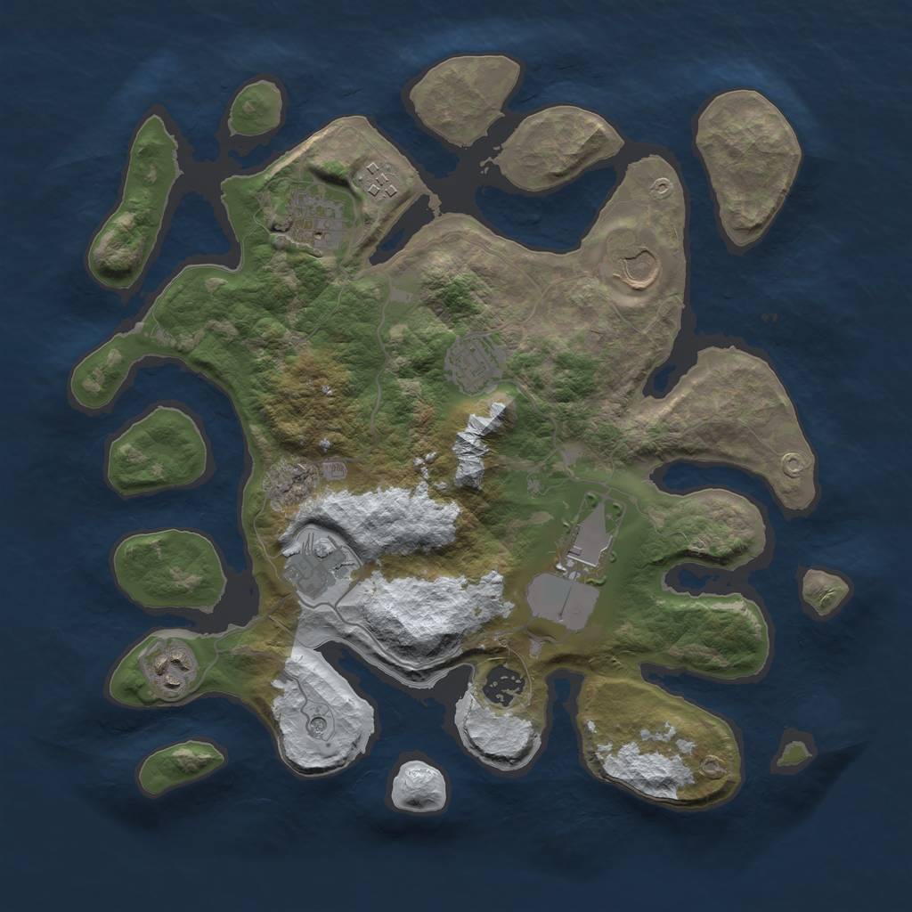 Rust Map: Barren, Size: 3500, Seed: 5100126, 11 Monuments