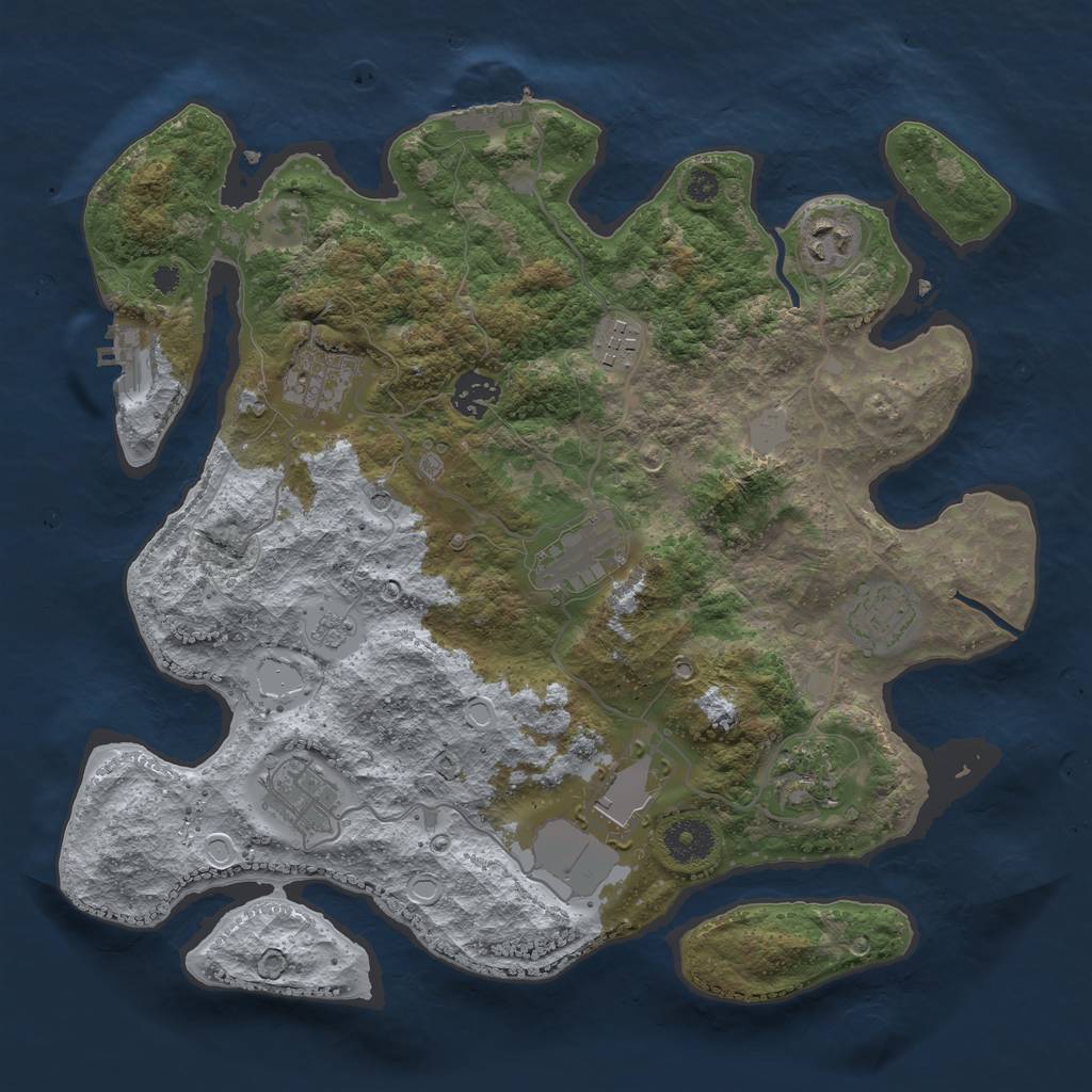 Rust Map: Procedural Map, Size: 3500, Seed: 2689892, 18 Monuments