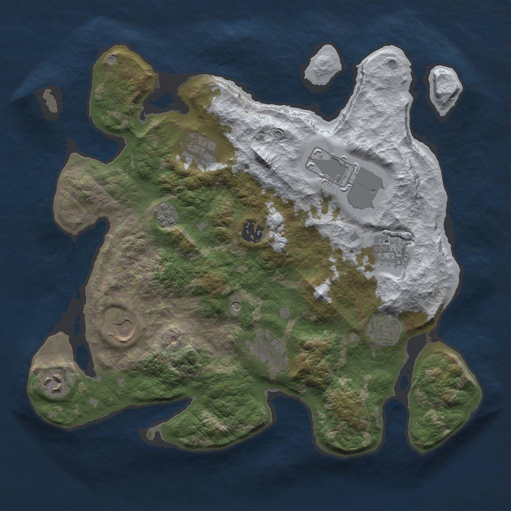 Rust Map: Barren, Size: 3500, Seed: 694458, 12 Monuments
