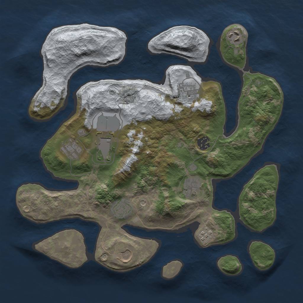 Rust Map: Barren, Size: 3500, Seed: 3478902, 12 Monuments