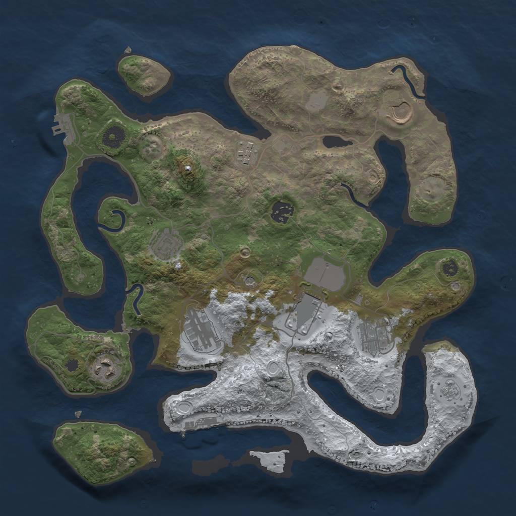 Rust Map: Procedural Map, Size: 3500, Seed: 1963399, 17 Monuments