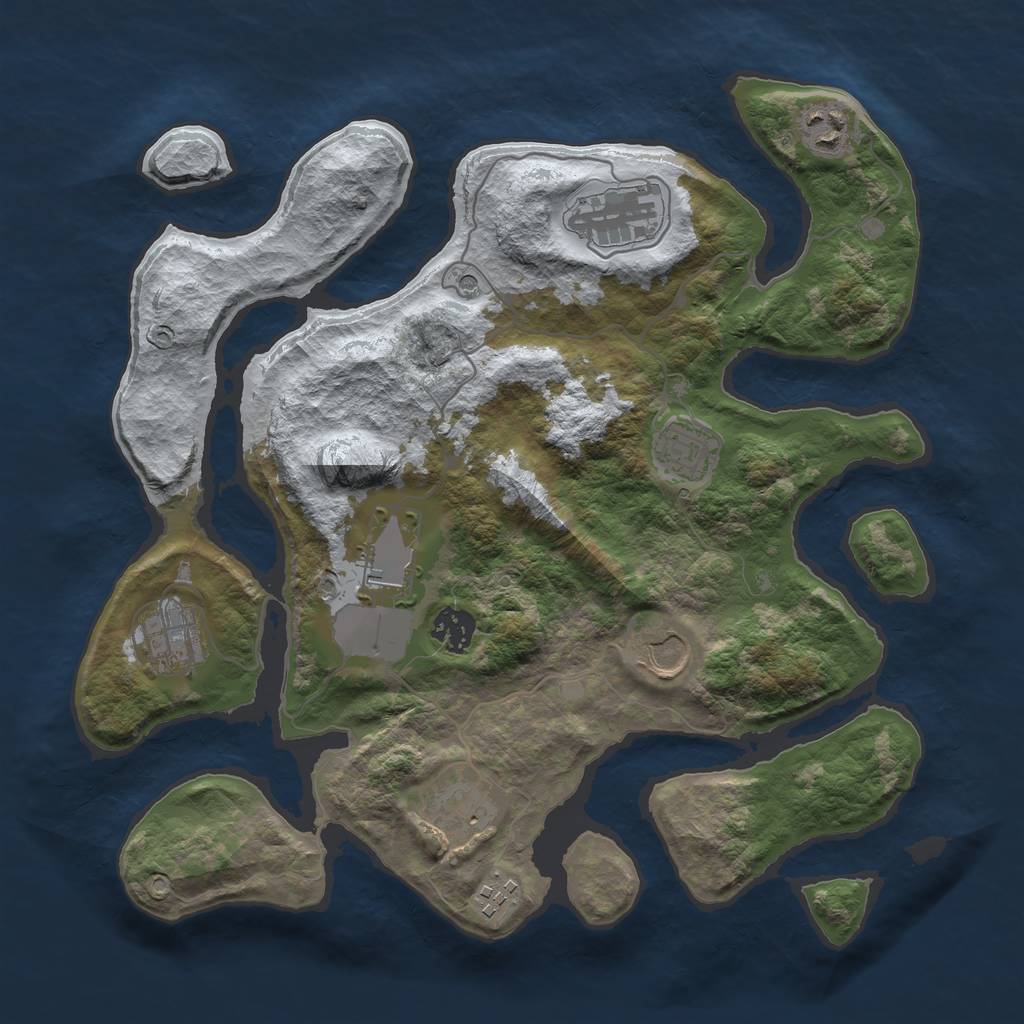Rust Map: Barren, Size: 3500, Seed: 5271273, 12 Monuments
