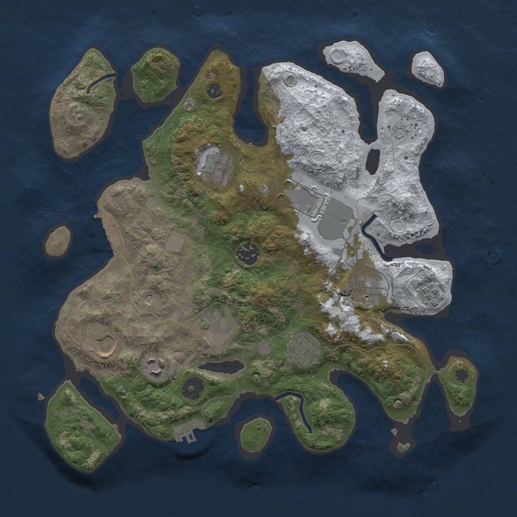 Rust Map: Procedural Map, Size: 3500, Seed: 3245000, 18 Monuments