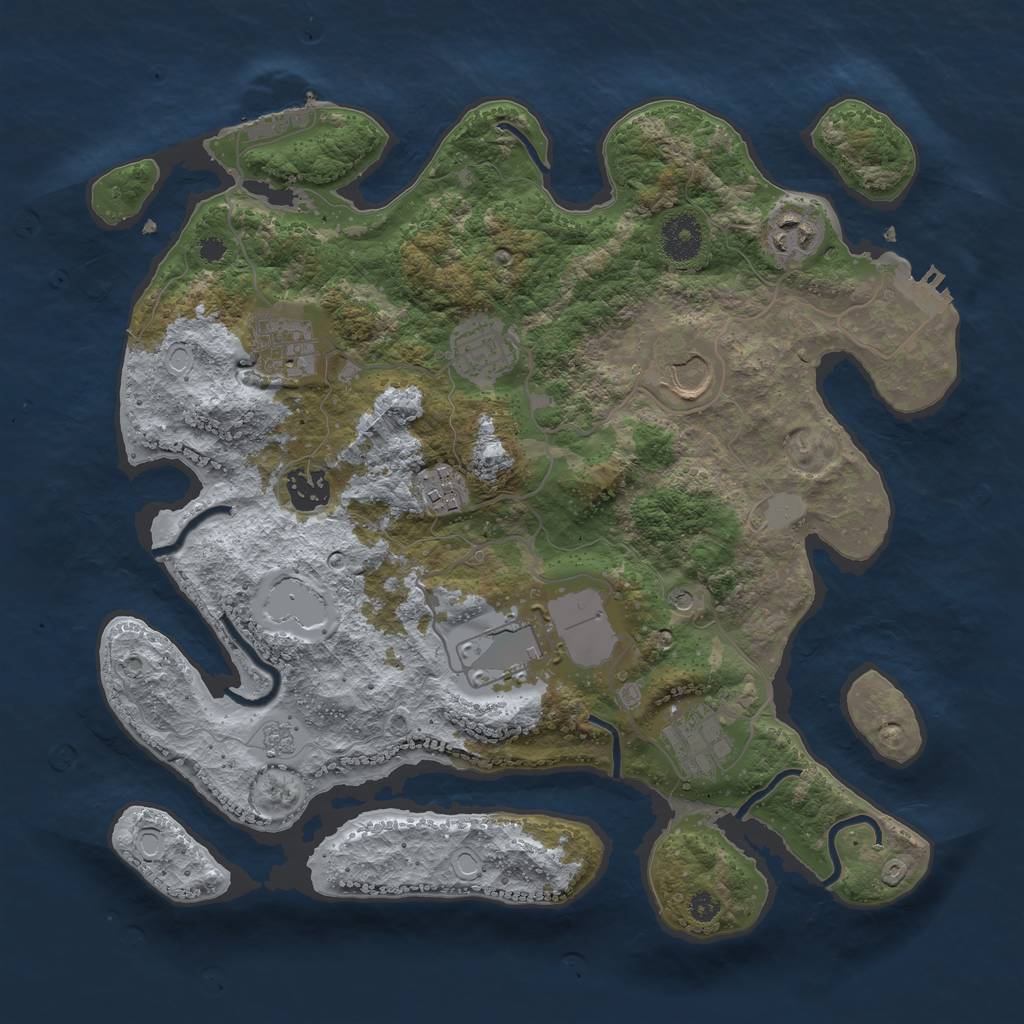 Rust Map: Procedural Map, Size: 3500, Seed: 3770079, 15 Monuments