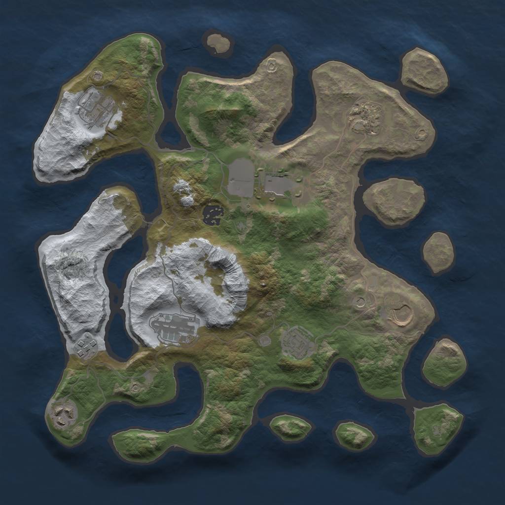 Rust Map: Barren, Size: 3500, Seed: 3089208, 12 Monuments